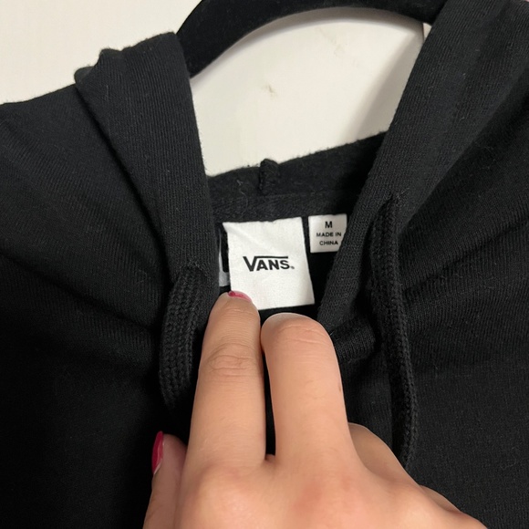 OFF THE WALL VANS FUNDAY HOODIE DRESS BLACK WITH PLAID ACCENTS SWEATER NWT - Picture 3 of 6